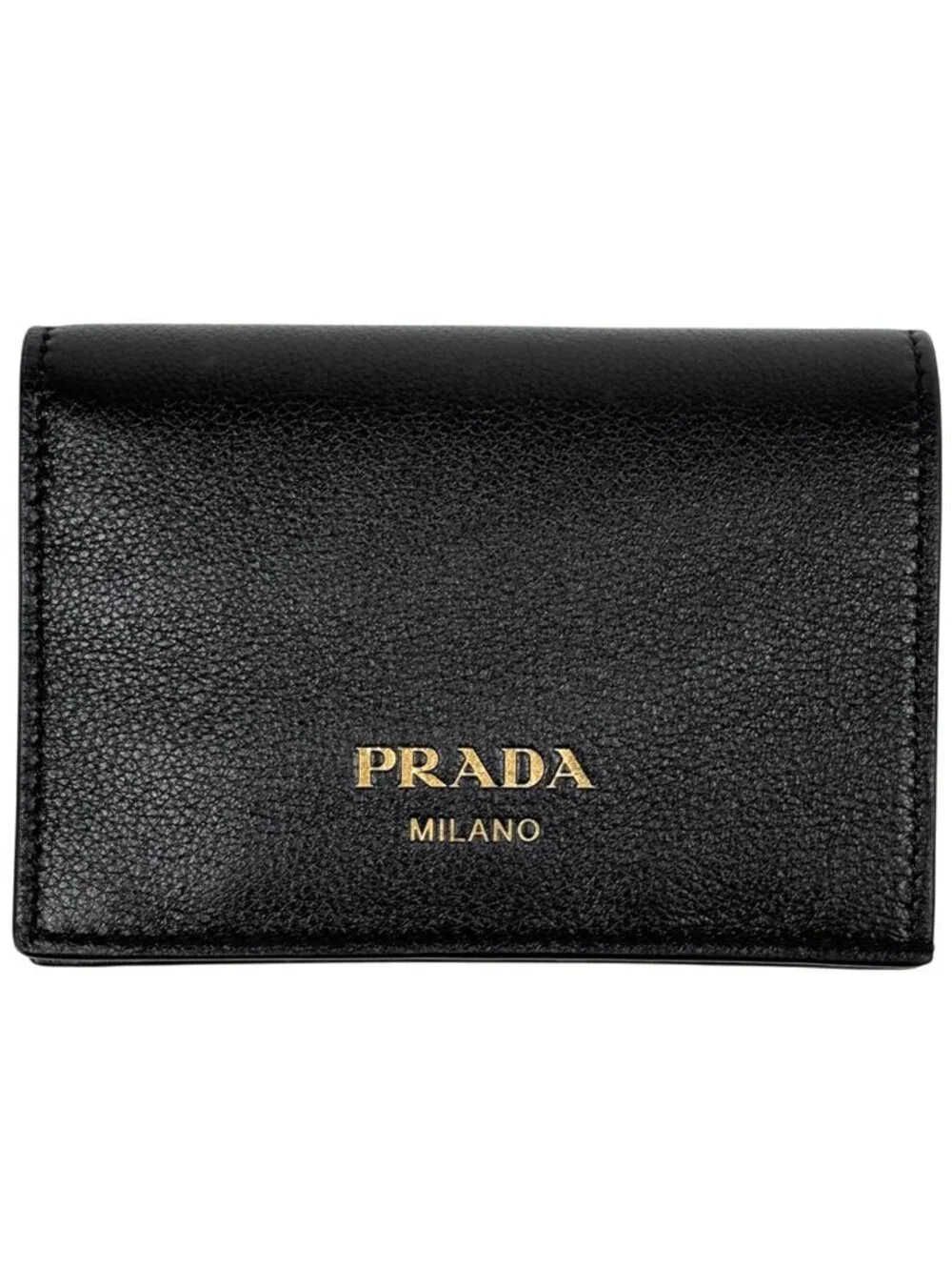 Prada Logo Bifold Wallet Bill Purse Coin Leather Nero